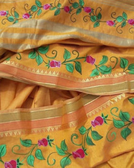 Fabric painting on a Tussar Sari