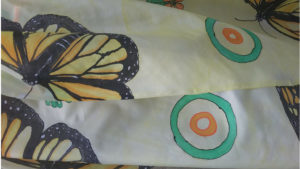 Silk stole with Monarch Butterfly motif painted on it