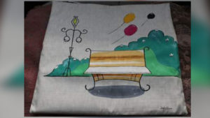 Hand painted pillow cover with outdoor theme