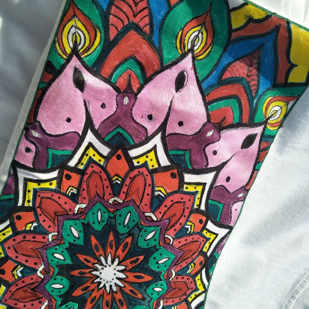 Hand painted Mandala T shirt 5