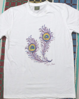 Peacock feather hand painted on T shirt