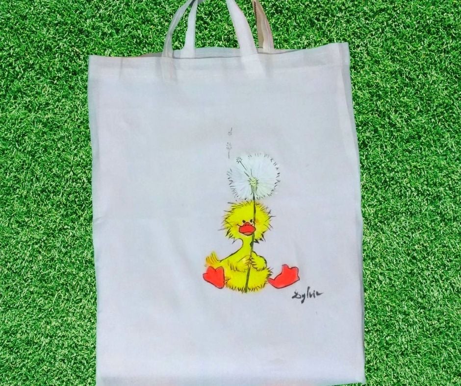Cotton hand painted bag