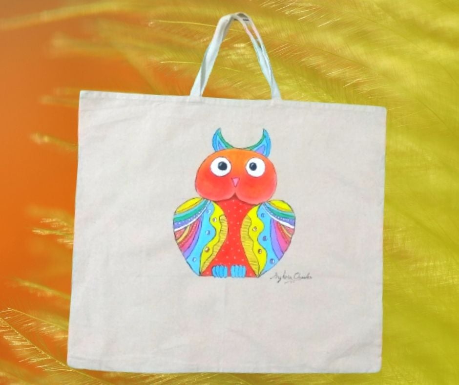 Cotton hand painted bag