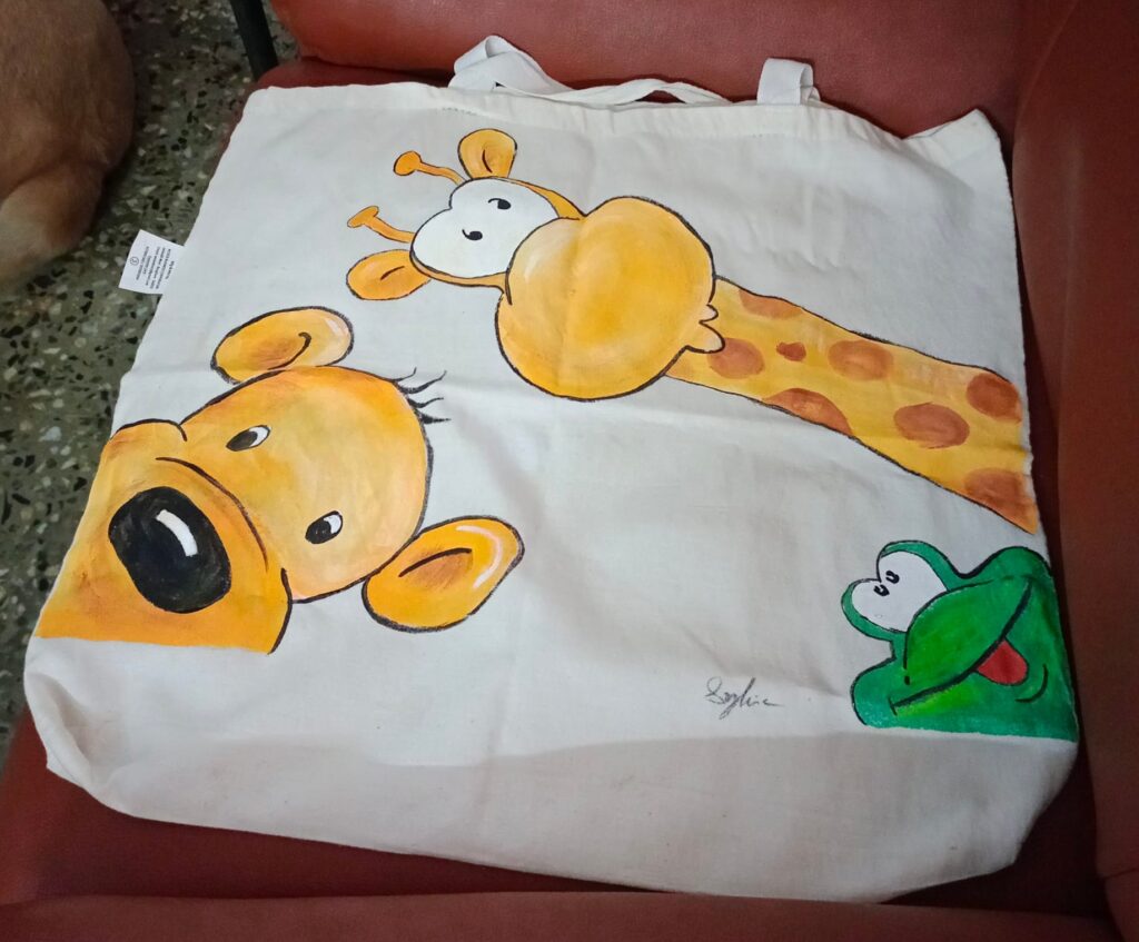 Cotton hand painted bag