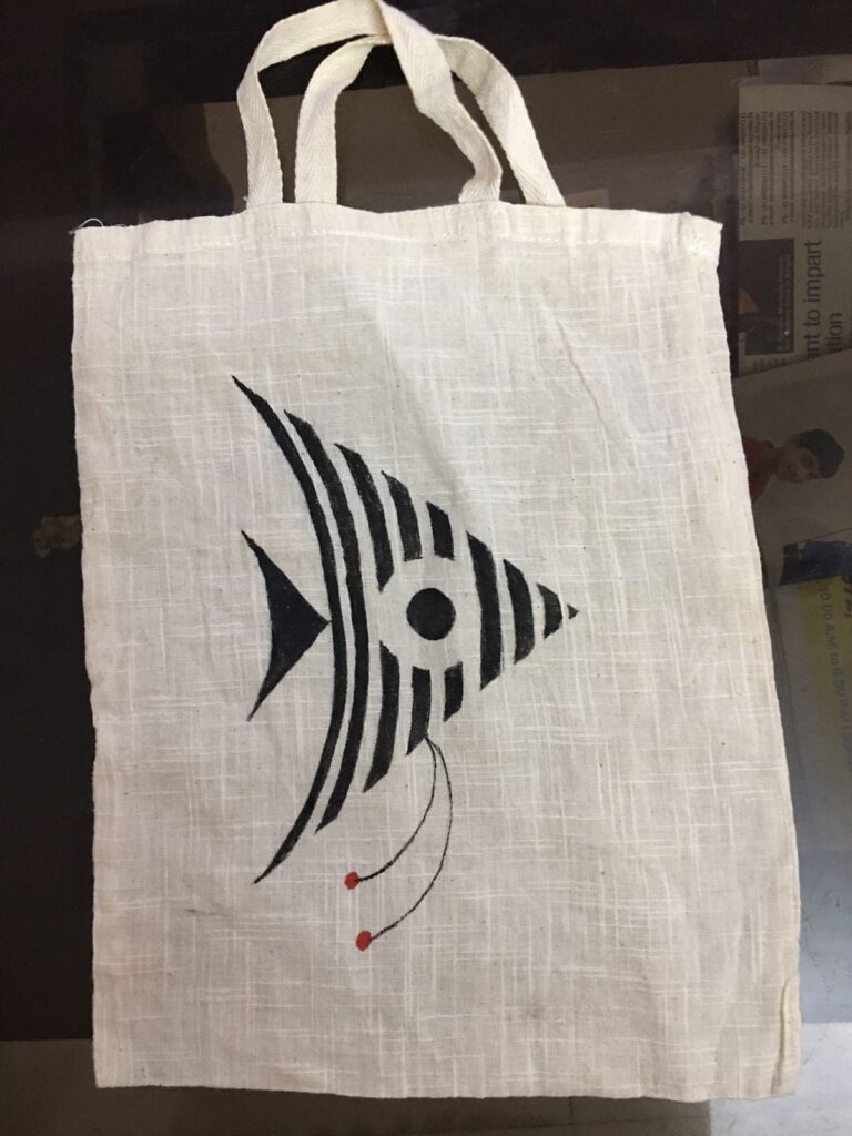 Cotton hand painted bag