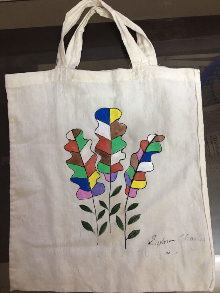 Cotton hand painted bag