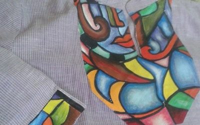 designer kurthi abstract hand painting