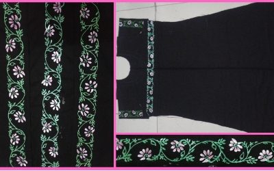 floral design painted on black kurthi