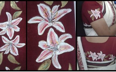 lilies painted on blouse