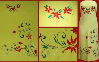 vector design on yellow kurthi